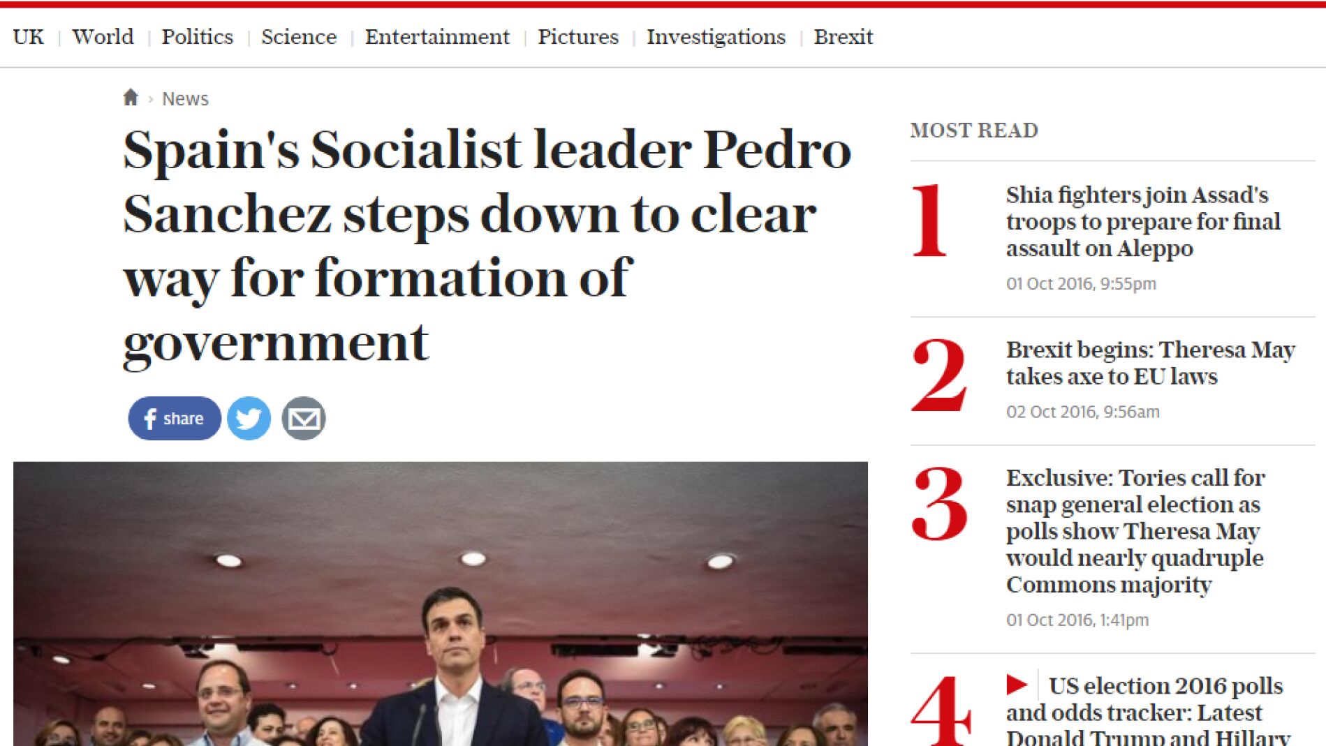 Portada de The Sunday Telegraph