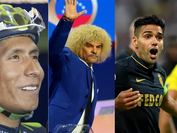 Nairo Quintana, Carlos Valderrama y Radamel Falcao Nairo Quintana, Carlos Valderrama y Radamel Falcao