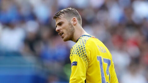 David de Gea, durante el partido entre Italia y Espa&ntilde;a en Tur&iacute;n