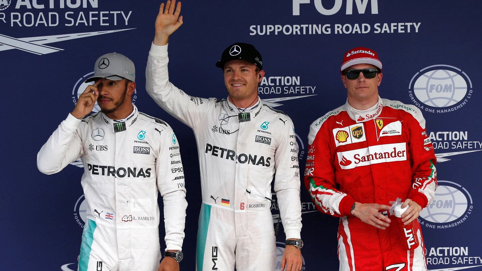 Hamilton, Rosberg y Raikkonen, tras la clasificación del GP de Japón