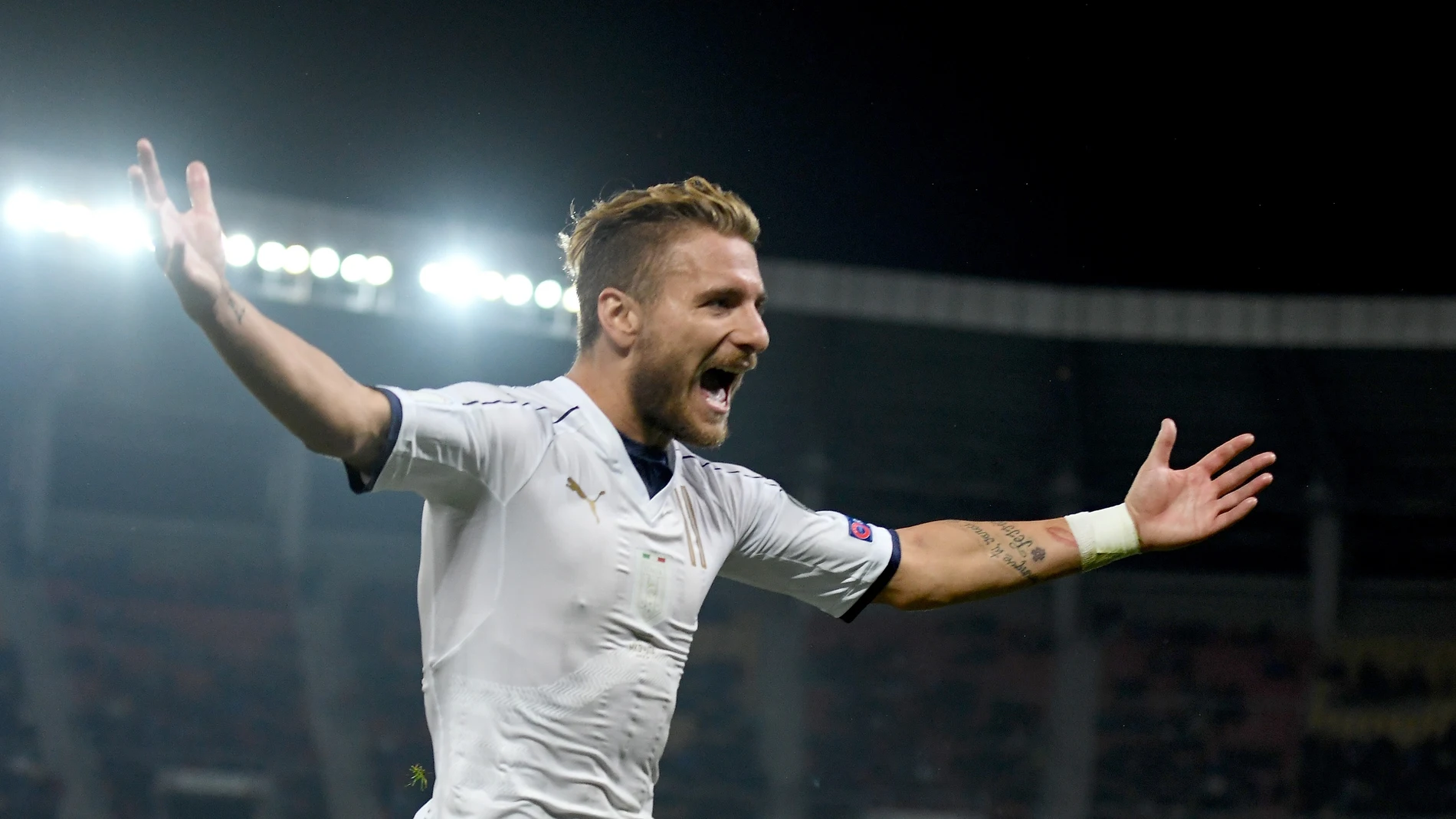 El italiano Ciro Immobile, celebrando el 2-3 ante Macedonia El italiano Ciro Immobile, celebrando el 2-3 ante Macedonia