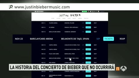 P&aacute;gina web oficial de entradas para conciertos de Justin Bieber