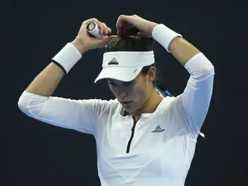 Garbiñe Muguruza durante el torneo en Linz Garbiñe Muguruza durante el torneo en Linz