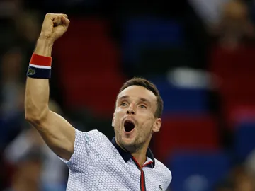 El tenista español Roberto Bautista celebra el triunfo El tenista español Roberto Bautista celebra el triunfo