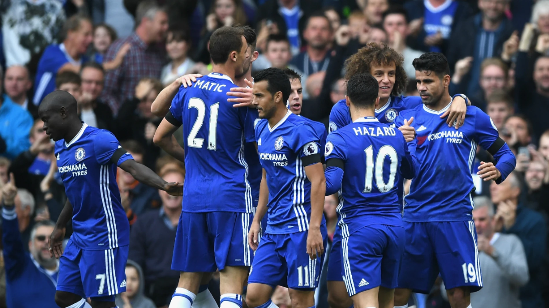 Los jugadores del Chelsea celebran un gol Los jugadores del Chelsea celebran un gol