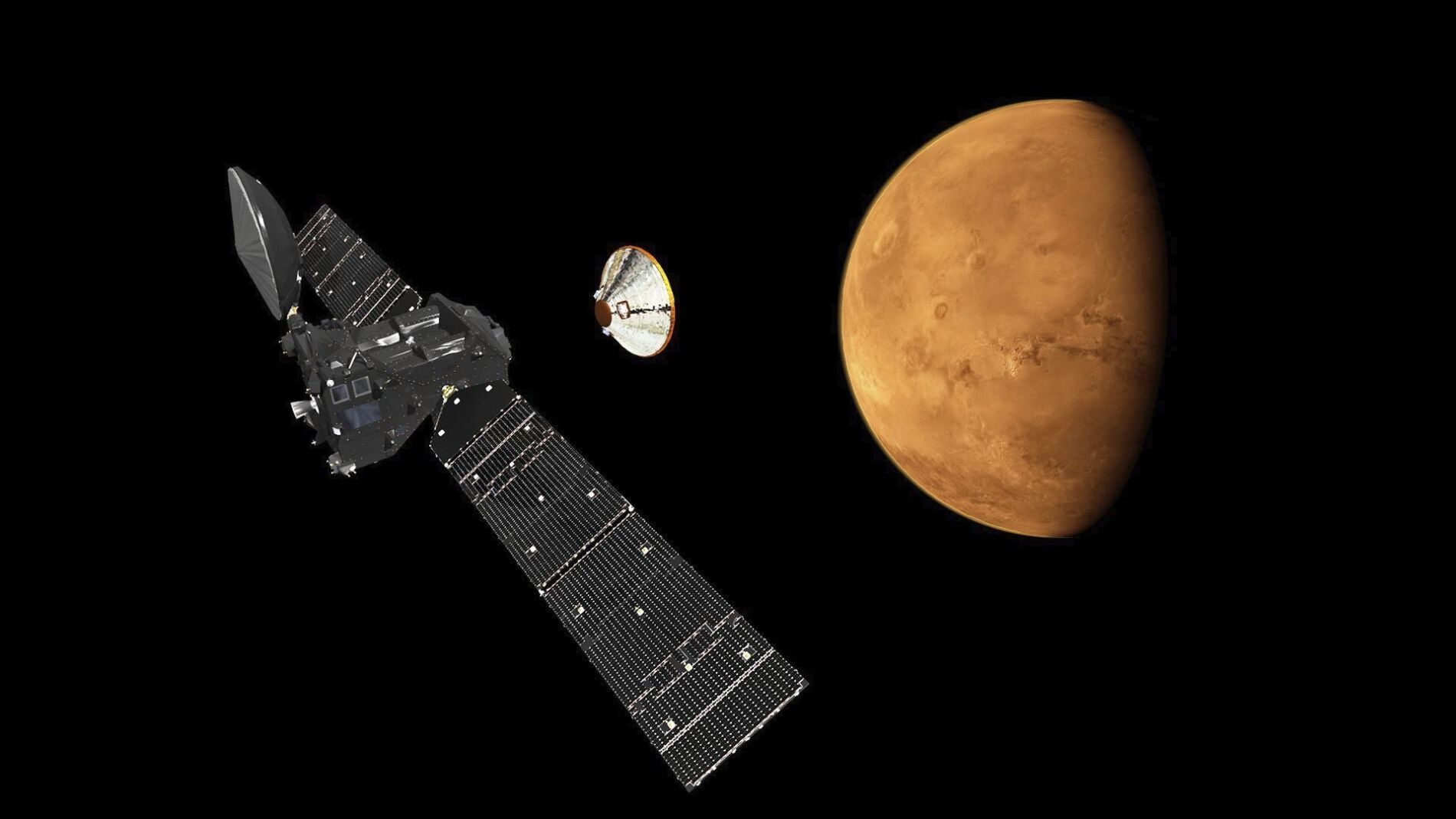 El proyecto ExoMars acerc&aacute;ndose al planeta Marte