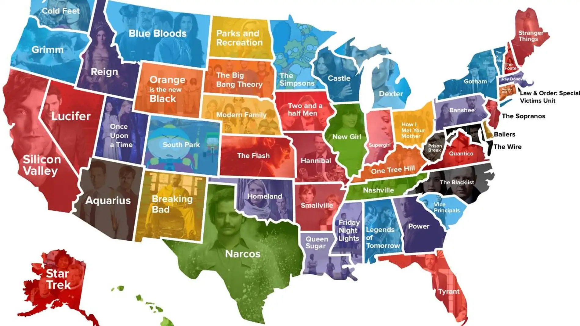 Mapa de EEUU según las series preferidas
