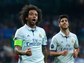 Marcelo celebra el segundo gol de Real Madrid Marcelo celebra el segundo gol de Real Madrid