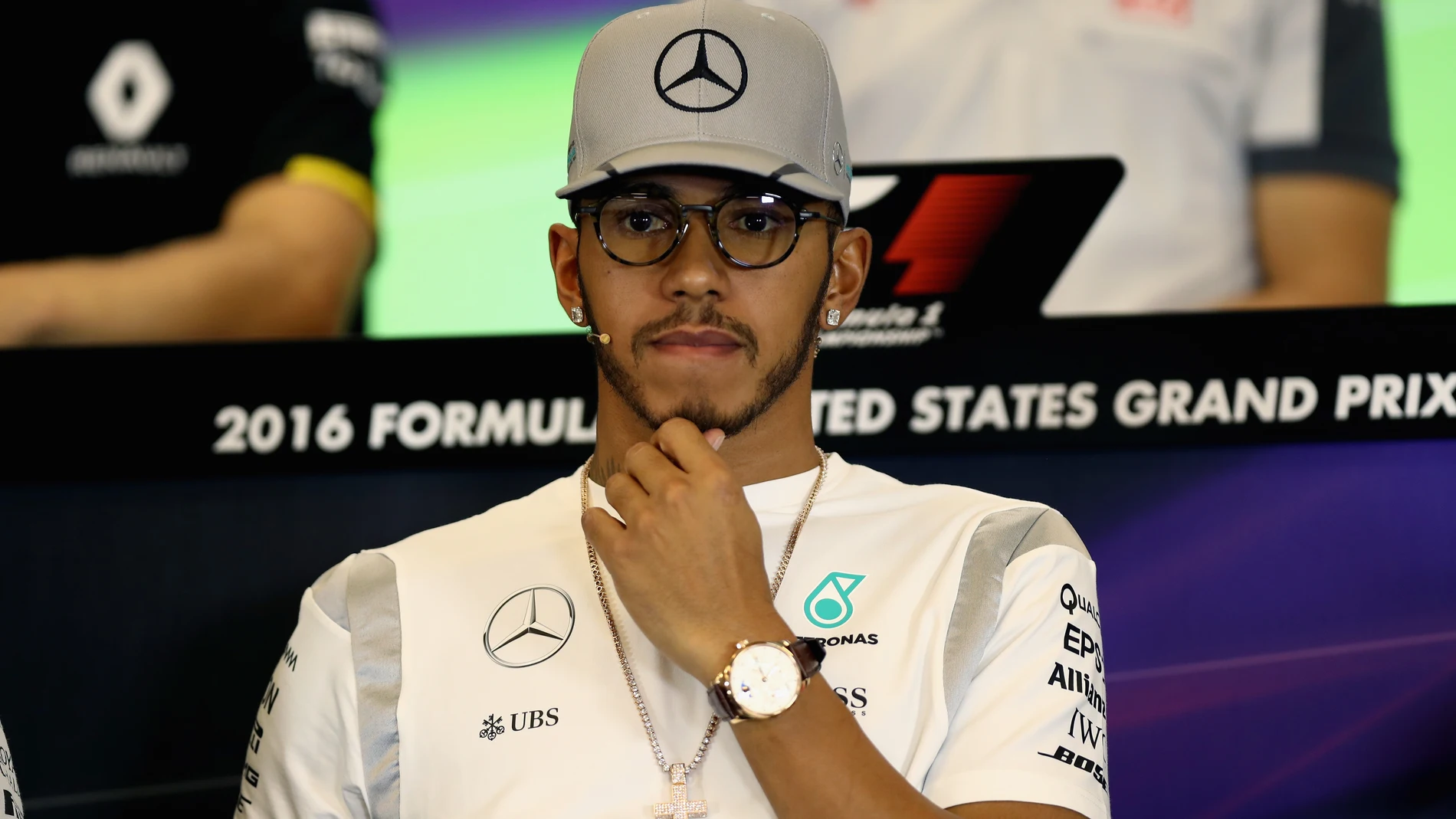 Lewis Hamilton, durante la rueda de prensa