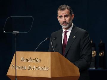 El Rey Felipe VI durante su discurso en los Premios Princesa de Asturias