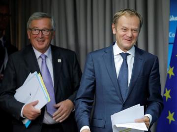 El presidente de la Comisión Europea, Jean-Claude Juncker y el presidente del Consejo de la UE Donald Tusk