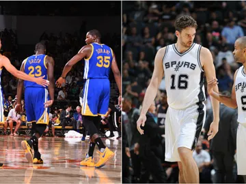 Curry y Durant frente a Pau Gasol y Parker Curry y Durant frente a Pau Gasol y Parker