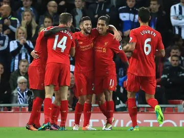 Los 'reds' celebran el gol de Coutinho ante el West Brom Los 'reds' celebran el gol de Coutinho ante el West Brom