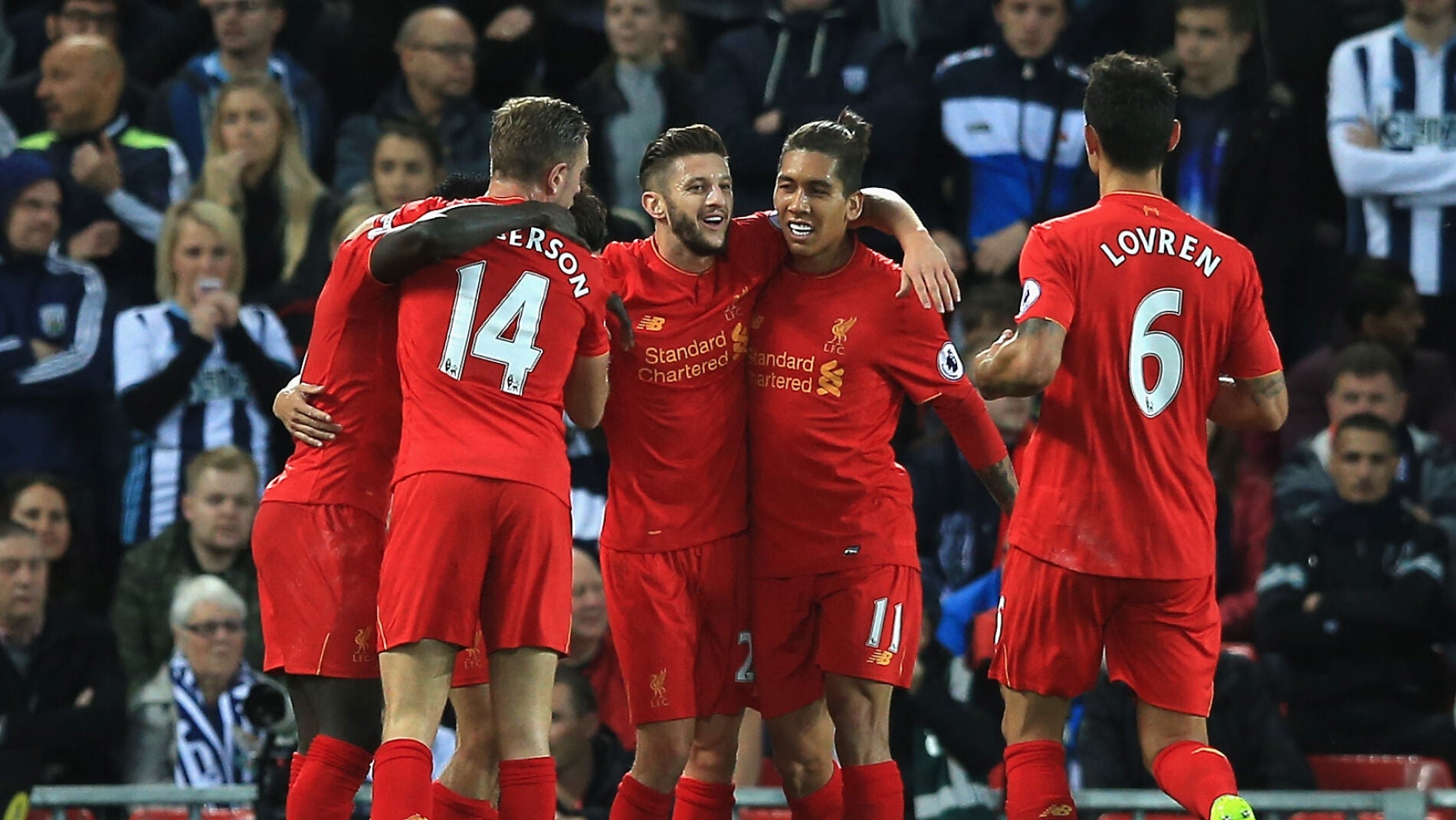 Los 'reds' celebran el gol de Coutinho ante el West Brom