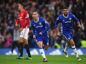 Hazard celebra su gol ante el Manchester United Hazard celebra su gol ante el Manchester United