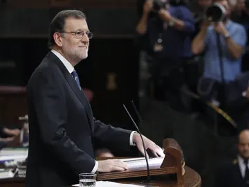 Mariano Rajoy durante su discurso en la primera sesión de investidura Mariano Rajoy durante su discurso en la primera sesión de investidura