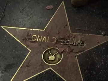 Daños de la estrella de Donald Trump en el Paseo de la Fama de Hollywood Daños de la estrella de Donald Trump en el Paseo de la Fama de Hollywood