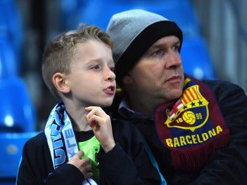 Aficionados del Barça esperando a que comience el encuentro