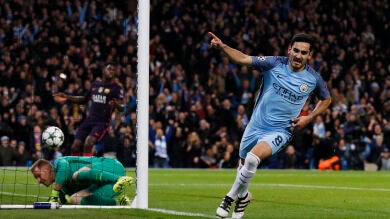 Gündogan anota el 1-1 tras un error de Sergi Roberto en la salida del balón