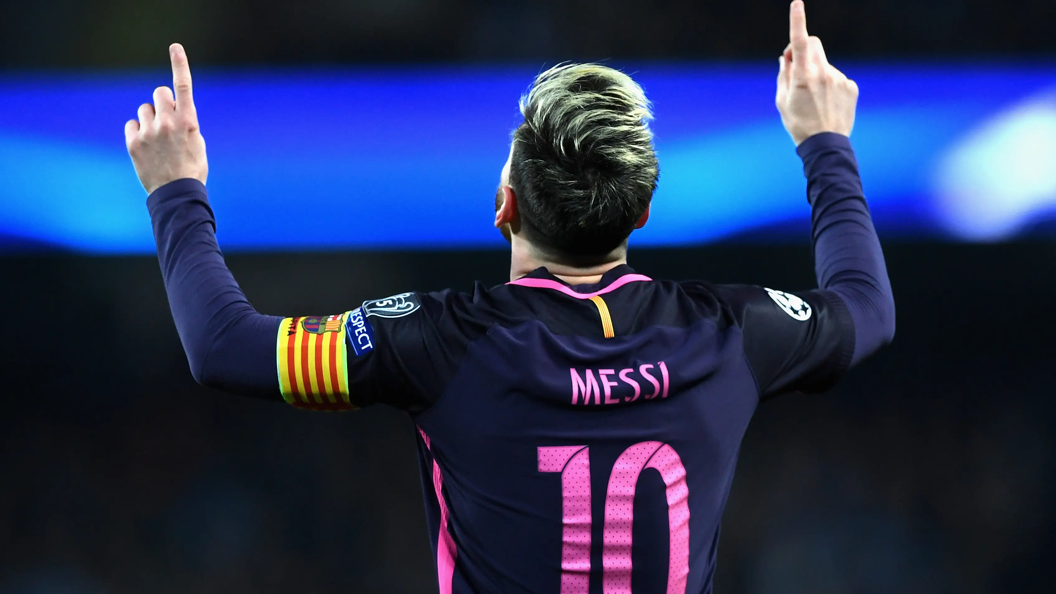 Leo Messi celebra su gol al City Leo Messi celebra su gol al City