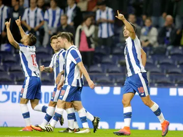El Oporto celebra su gol ante el Brujas El Oporto celebra su gol ante el Brujas