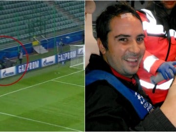 Matías Verdejo, cámara de Antena, recibe un balonazo
