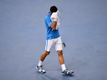 Djokovic se lamenta tras perder un punto ante Cilic Djokovic se lamenta tras perder un punto ante Cilic