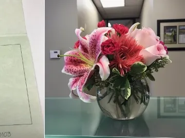 La dedicatoria y el ramo que envió a su exmujer La dedicatoria y el ramo que envió a su exmujer