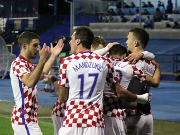 Los jugadores de Croacia celebran un gol Los jugadores de Croacia celebran un gol