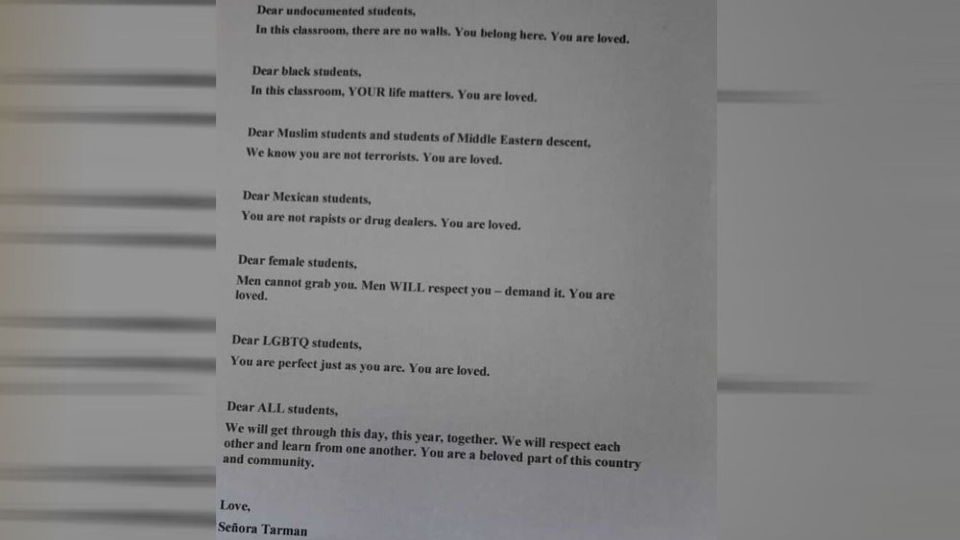 Carta viral de una profesora de EEUU tras la victoria de Trump
