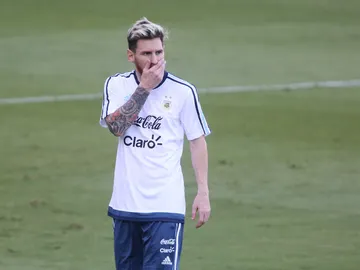 Leo Messi, durante un entrenamiento con la selección de Argentina Leo Messi, durante un entrenamiento con la selección de Argentina
