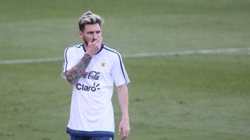 Leo Messi, durante un entrenamiento con la selección de Argentina