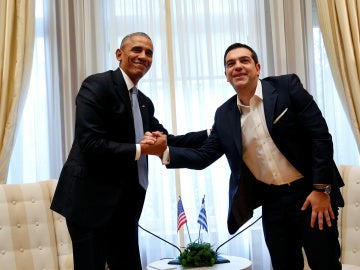 Barack Obama junto a Alexis Tsipras, en Grecia