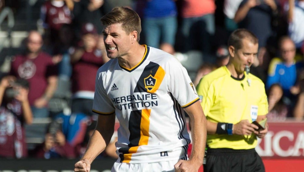 Steven Gerrard, durante un partido con Los Angeles Galaxy