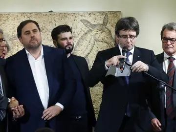 Carles Puigdemont, Oriol Junqueras, Artur Mas y Gabriel Rufián Carles Puigdemont, Oriol Junqueras, Artur Mas y Gabriel Rufián