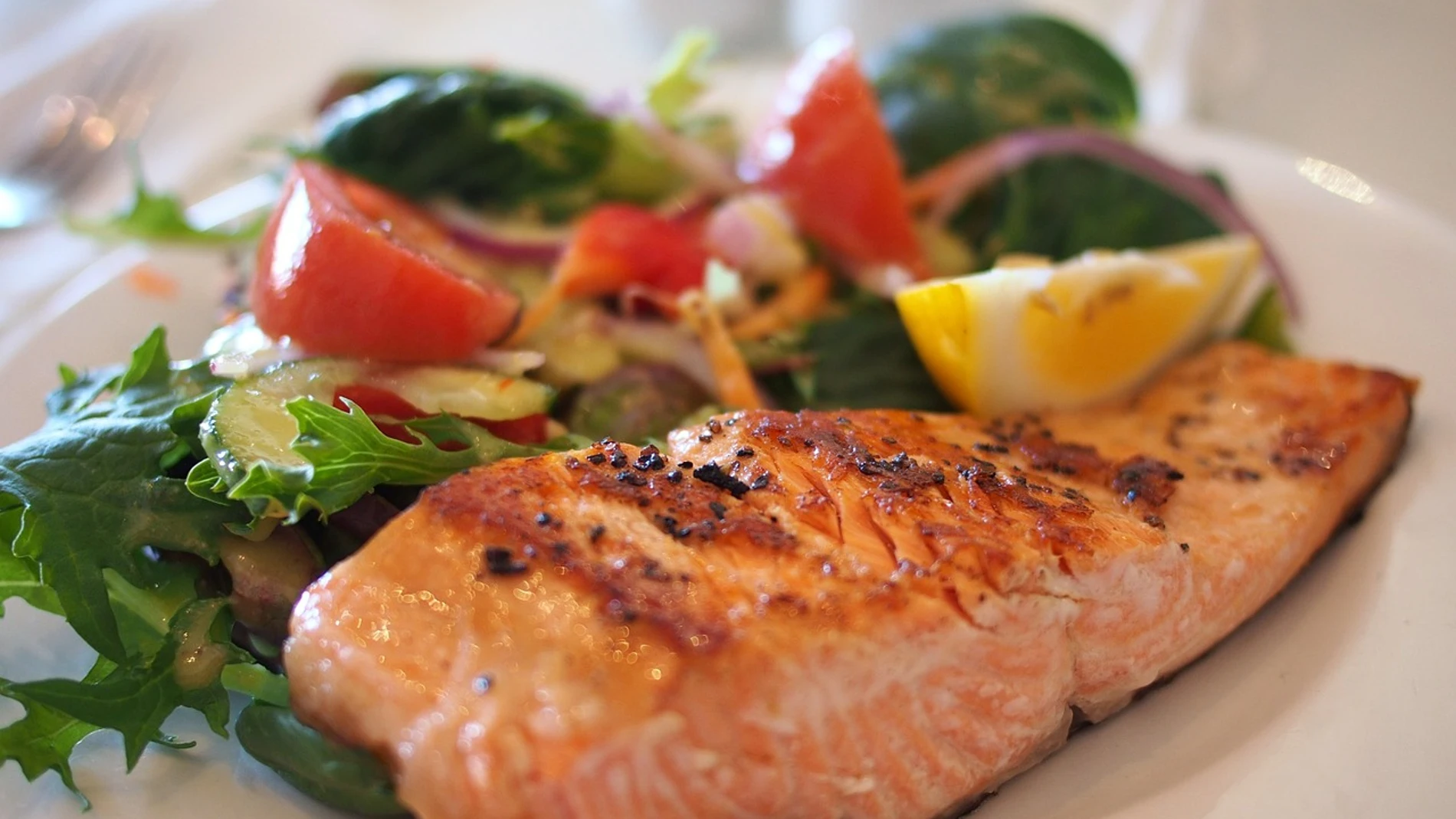 Un plato de salmón saludable Un plato de salmón saludable