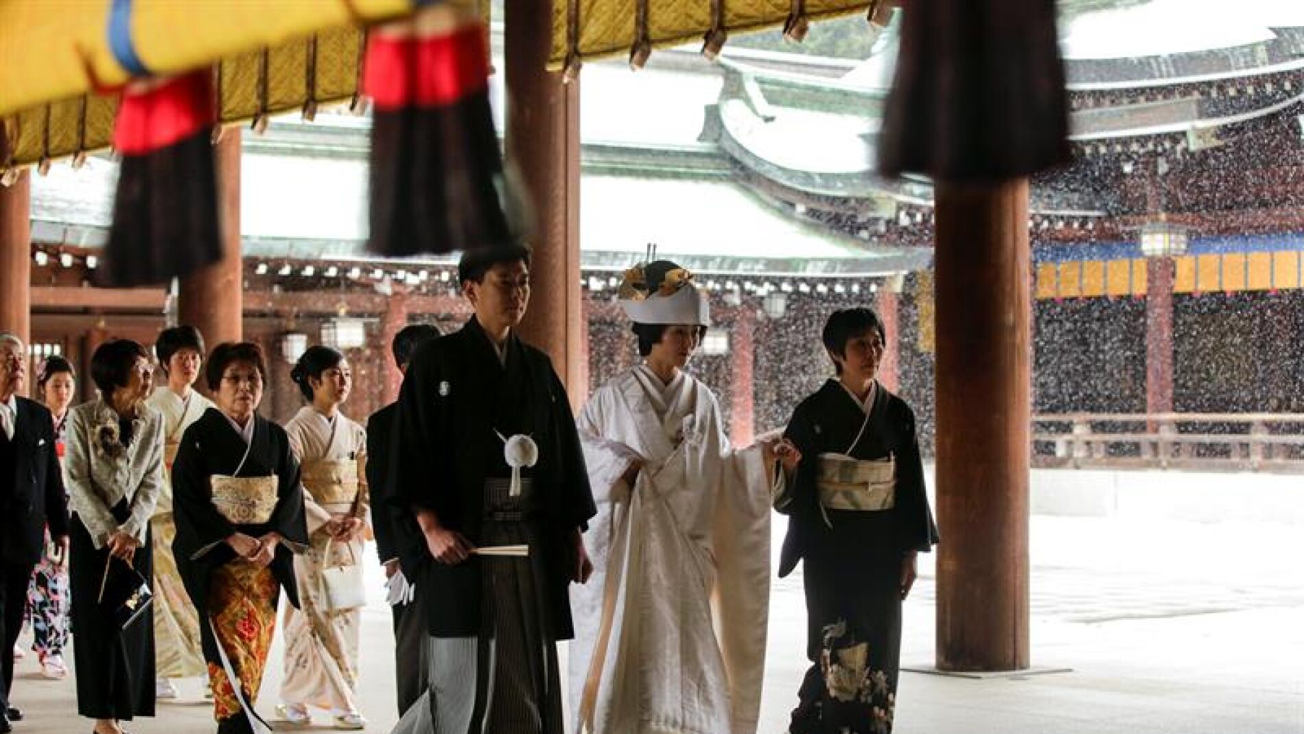 Nieve en el templo Meiji 