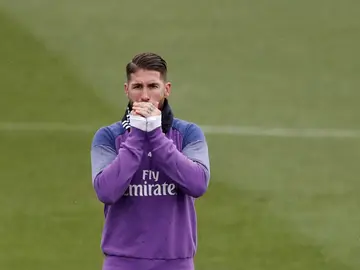 Sergio Ramos, durante un entrenamiento con el Real Madrid Sergio Ramos, durante un entrenamiento con el Real Madrid