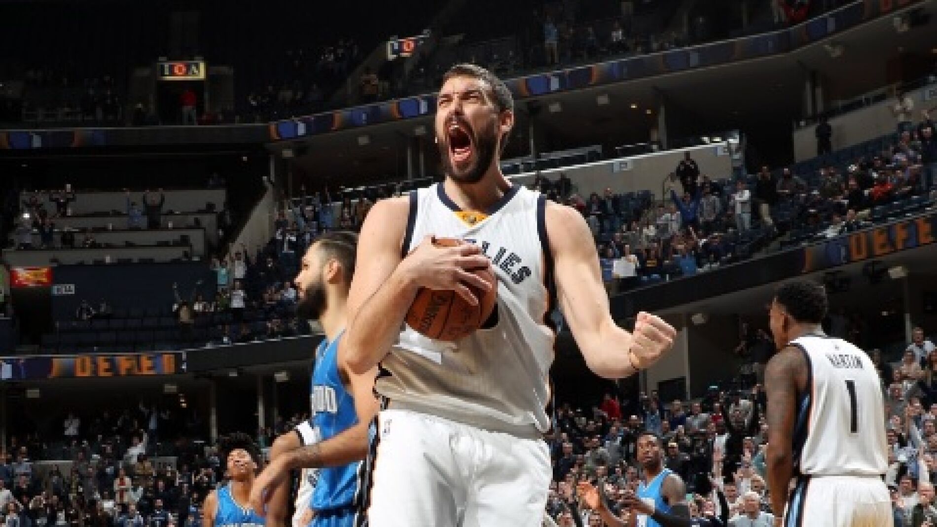 Marc Gasol celebra una canasta ante Orlando Magic