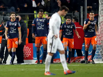 El Montpellier celebra un gol contra el PSG El Montpellier celebra un gol contra el PSG
