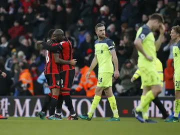 El Bournemouth celebra un gol ante el Liverpool El Bournemouth celebra un gol ante el Liverpool