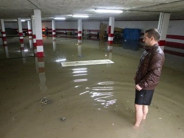 Un garaje inundado en Málaga