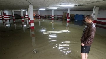 Un garaje inundado en Málaga