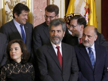 Mariano Rajoy y Javier Fernández en los actos de la Constitución