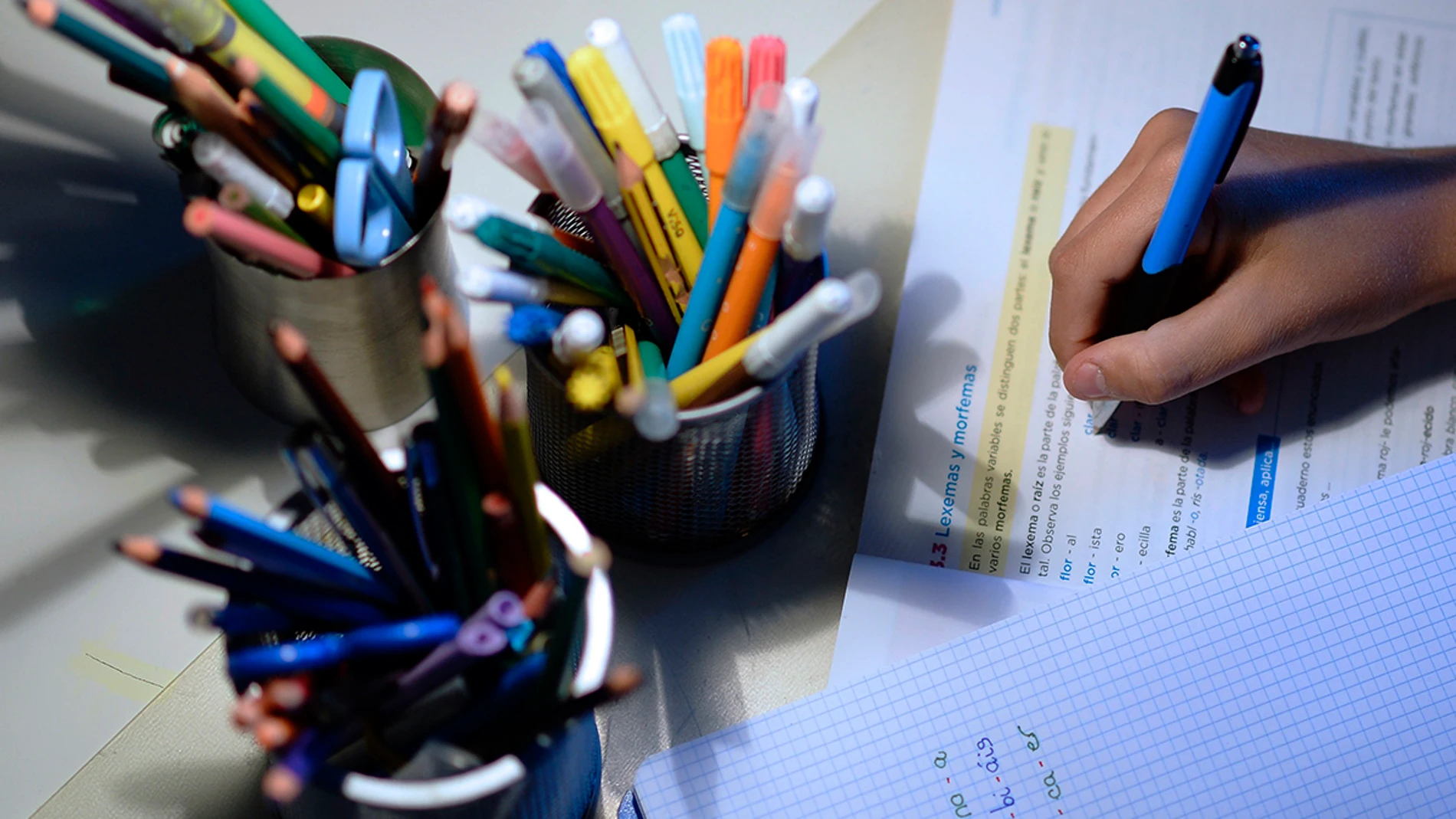 Un estudiante haciendo deberes Un estudiante haciendo deberes