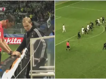 Kassai revisa el penalti que luego pita por videoarbitraje Kassai revisa el penalti que luego pita por videoarbitraje