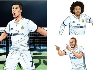 Cristiano, Marcelo y Benzema, retratados como dibujos de manga Cristiano, Marcelo y Benzema, retratados como dibujos de manga