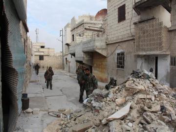 Soldados sirios en Alepo