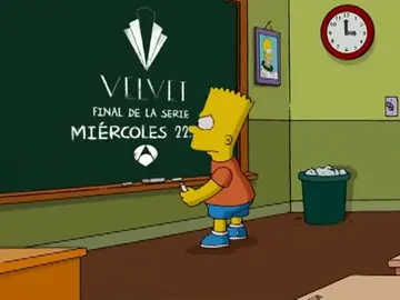 Bart Simpson escribe un especial mensaje sobre 'Velvet' en su pizarra Bart Simpson escribe un especial mensaje sobre 'Velvet' en su pizarra