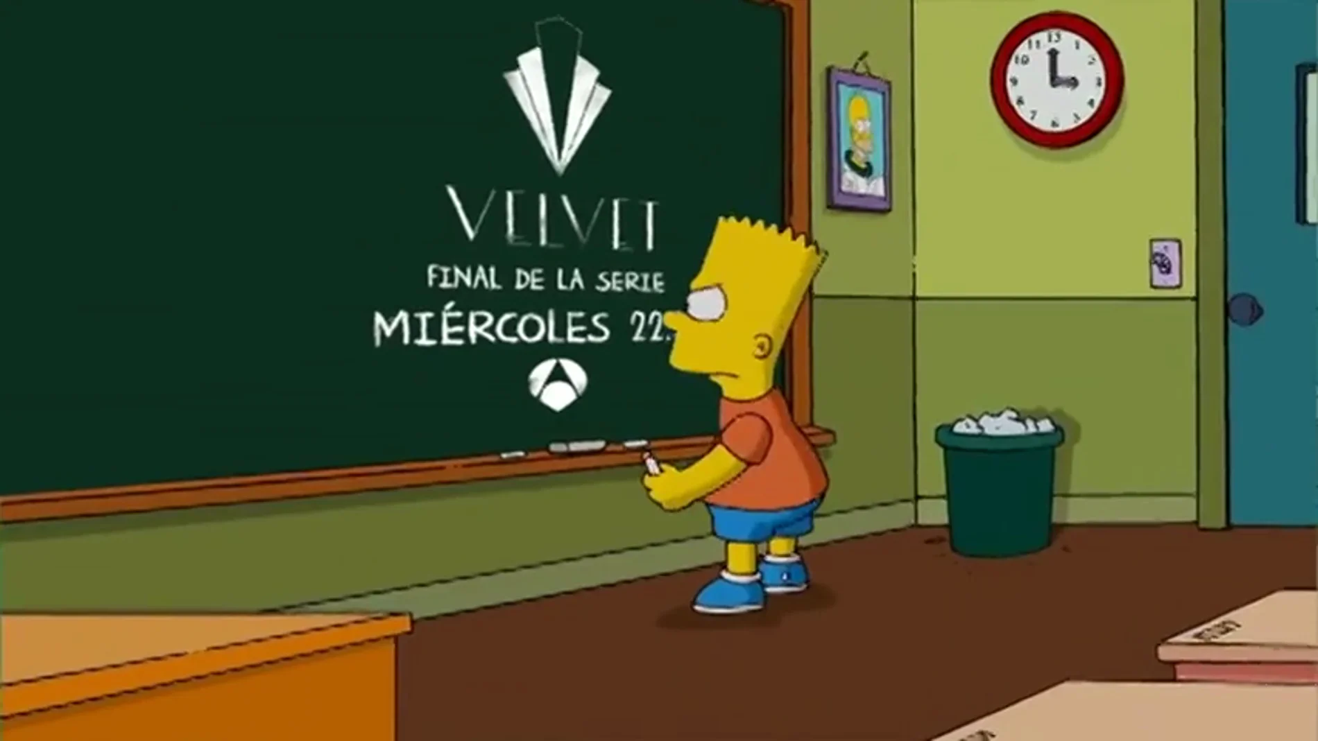 Bart Simpson escribe un especial mensaje sobre 'Velvet' en su pizarra